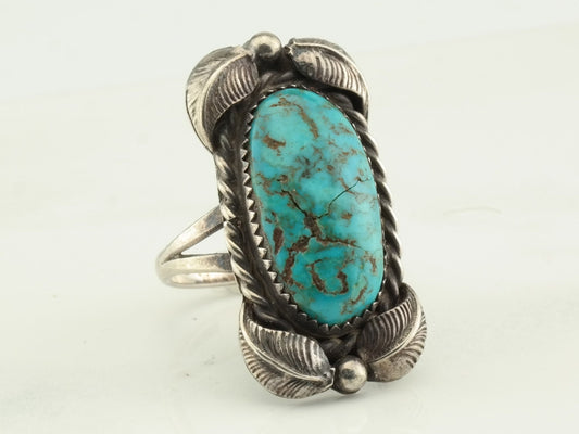 Vintage Sterling Silver Turquoise Ring Size 7 1/4