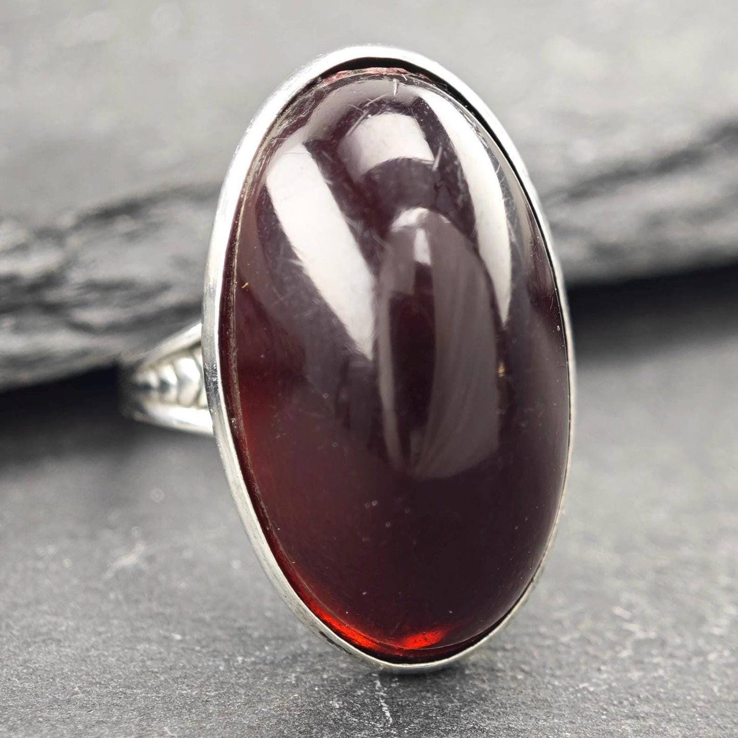 Vintage Art Deco Ring Red Paste Sterling Silver