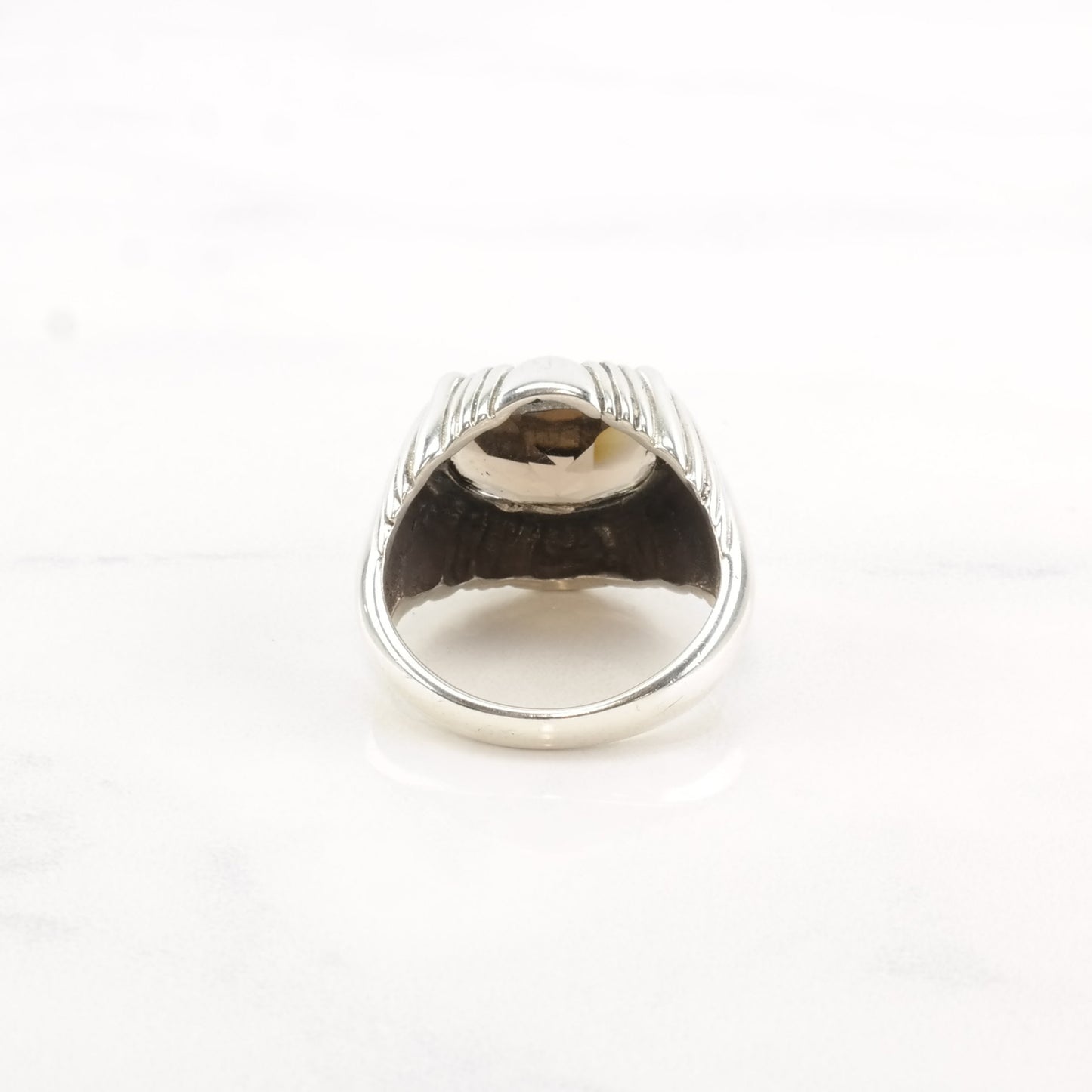 Vintage Kabana Silver Ring Smoky Quartz Sterling Size 5 3/4