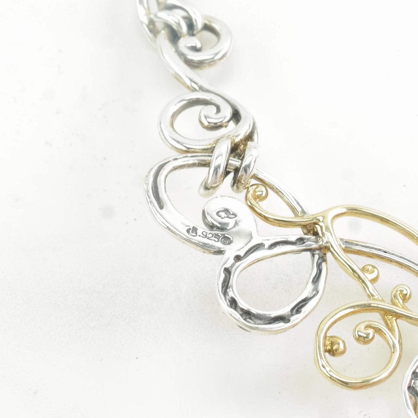 Carolyn Pollack Sterling Silver & Brass Necklace | Vintage Scroll Necklace | Statement Necklace | Southwestern Jewelry