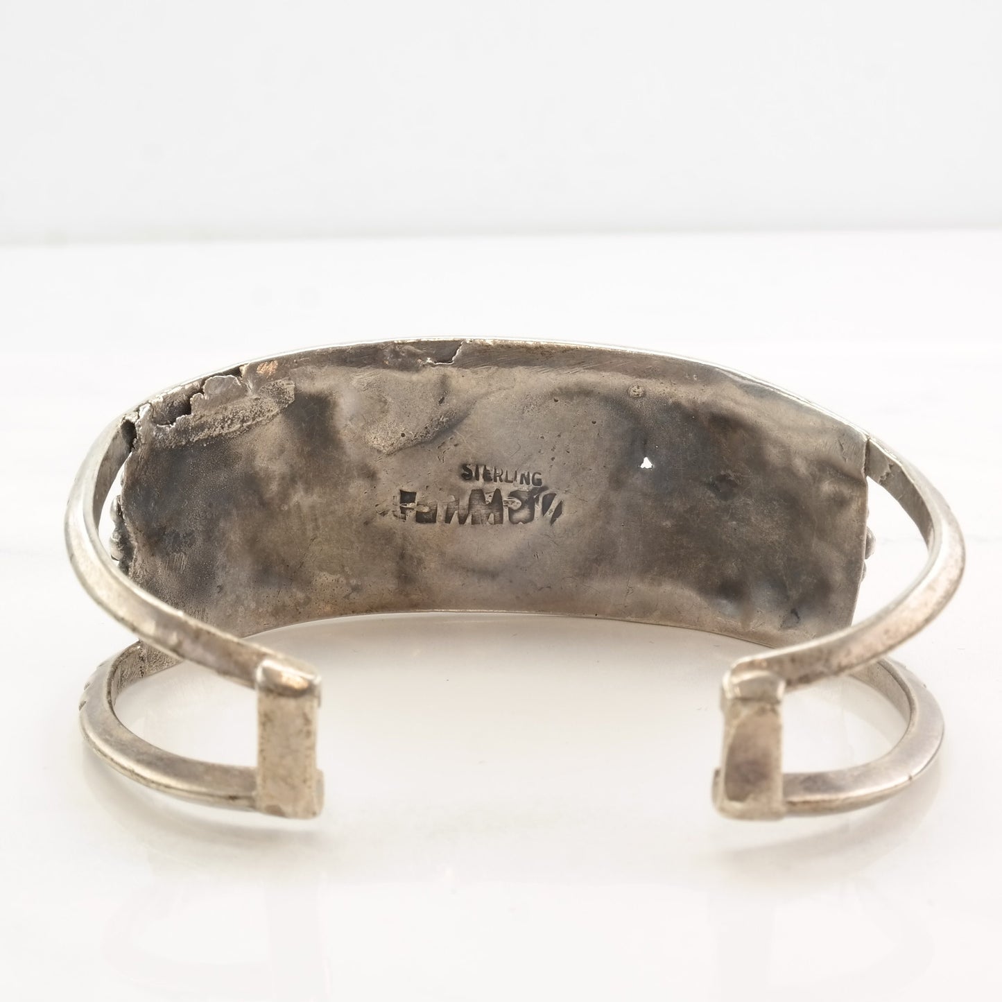 Native American Sterling Silver Turquoise Leaf Triangle Cuff Bracelet