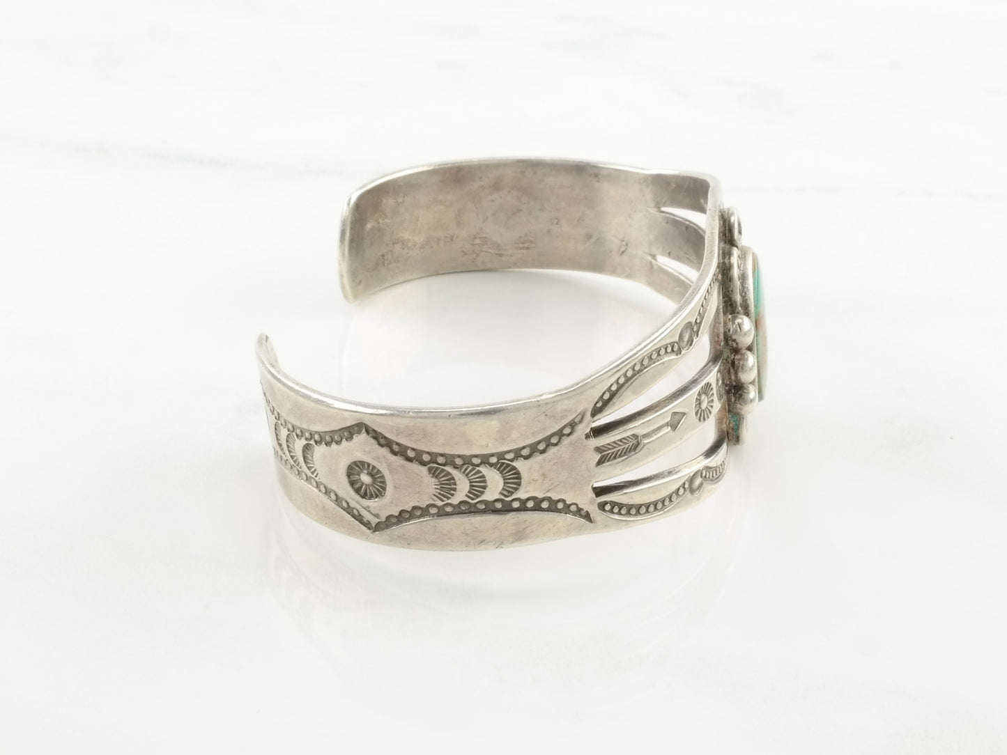 Native American Sterling Silver Cuff Bracelet Turquoise Chick