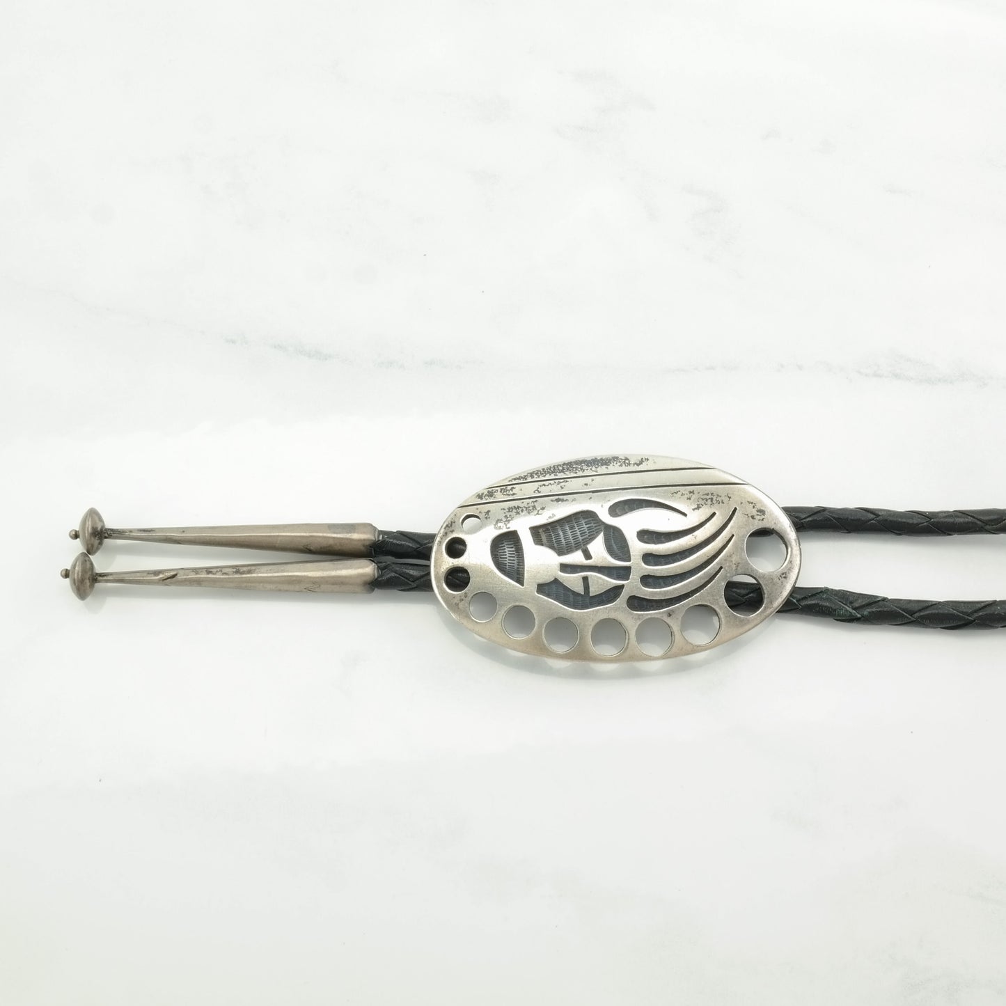 Hopi Lauren Koinva Sterling Silver Bear Paw Overlay Necklace