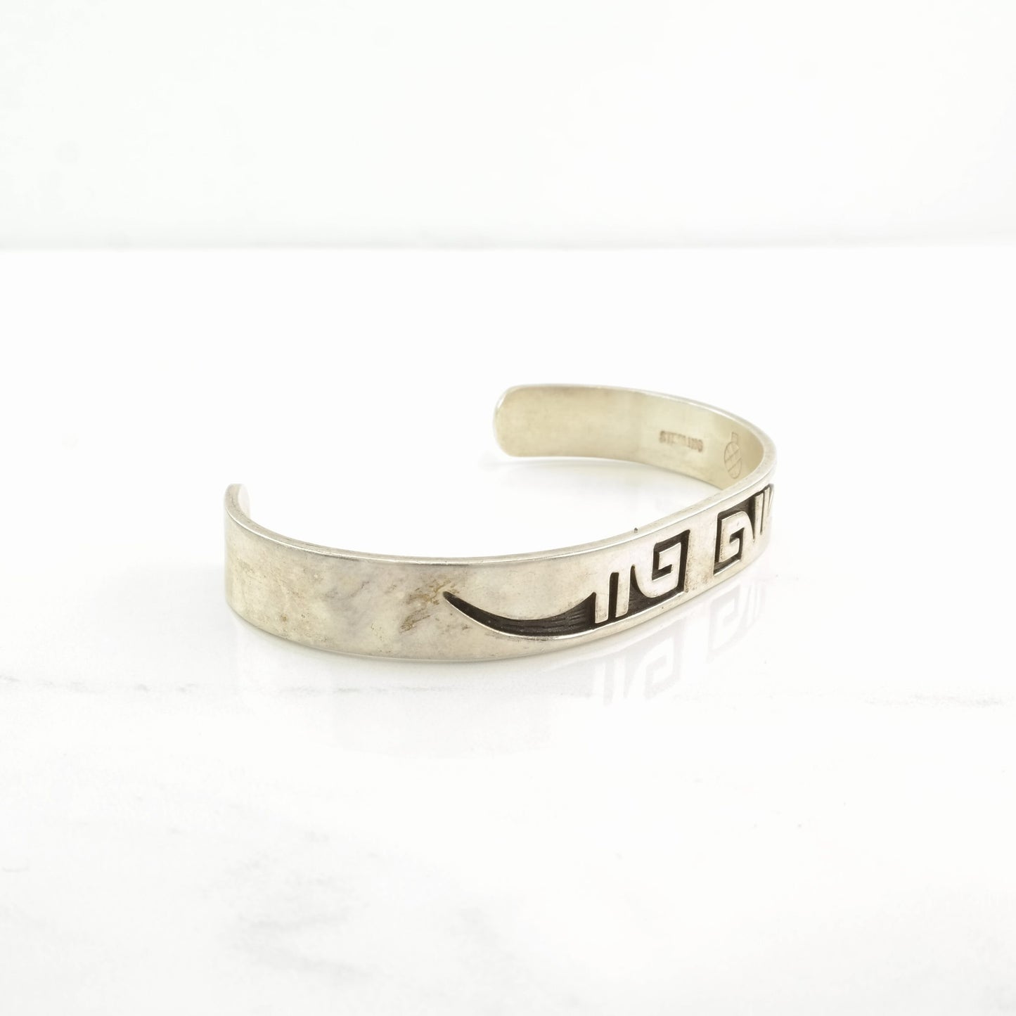 Hopi Sterling Silver Overlay Cuff Bracelet, Willie Archie Talahaftewa, Shades of the West