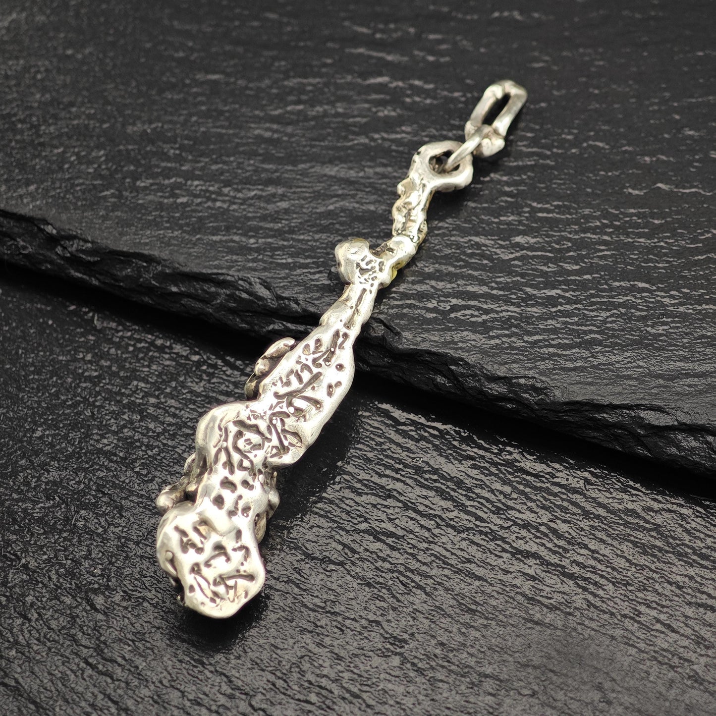Vintage Brutalist Amethyst Pendant Sterling Silver
