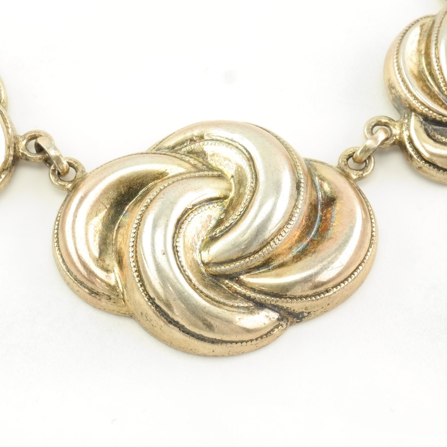 Vintage Victorian, Antique Sterling Silver Gold Gilded Twisted Love Knot Necklace