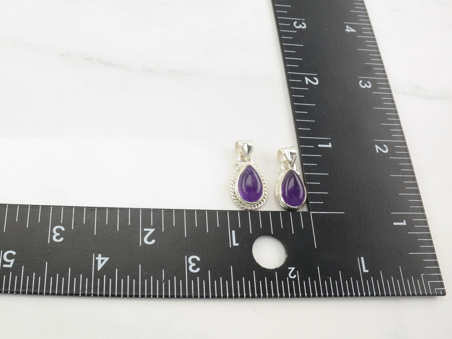 Choice of Vintage Modernist Amethyst Teardrop Sterling Silver Pendant P2011