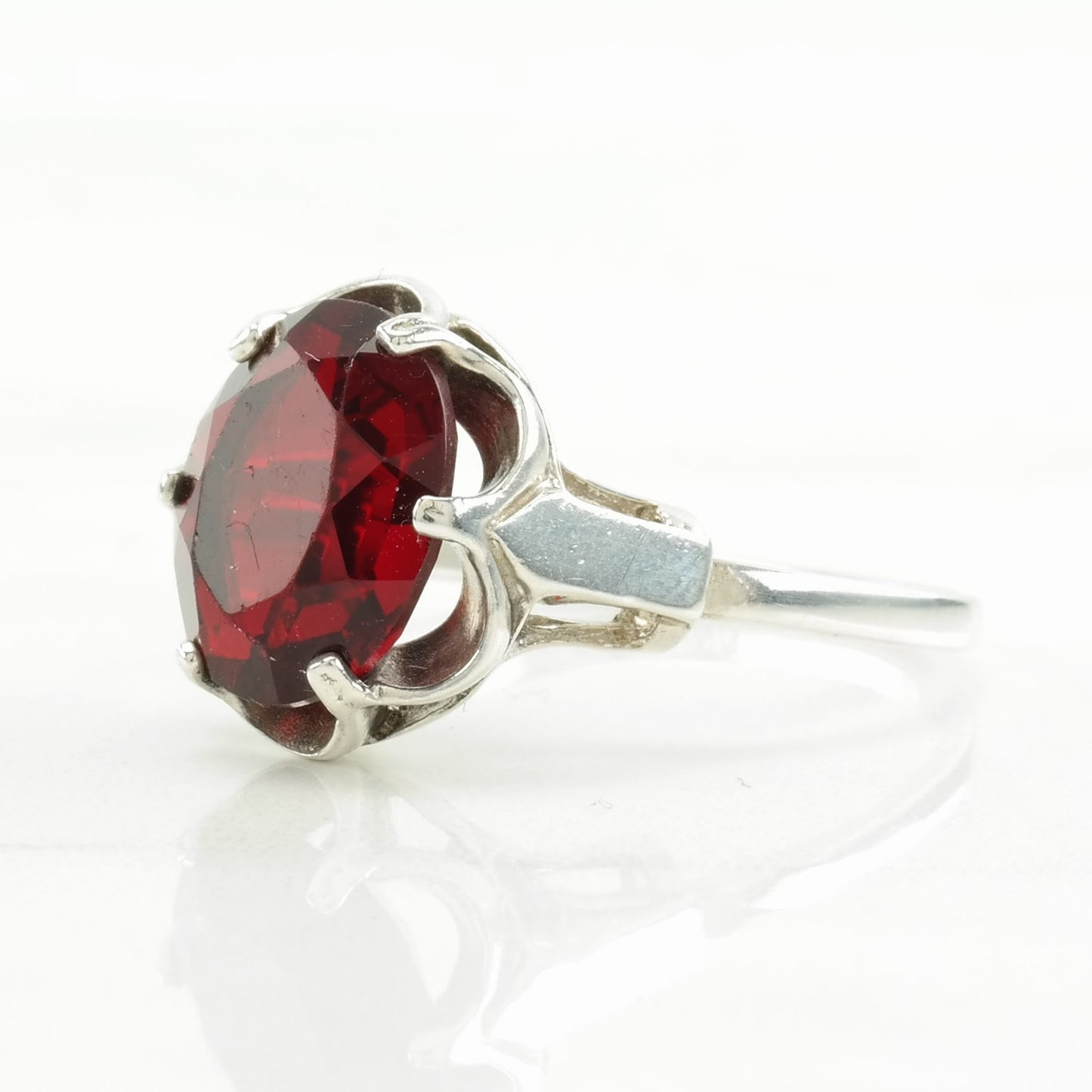 Vintage Sterling Silver Ring Paste Red Size 8 + (adjustable)