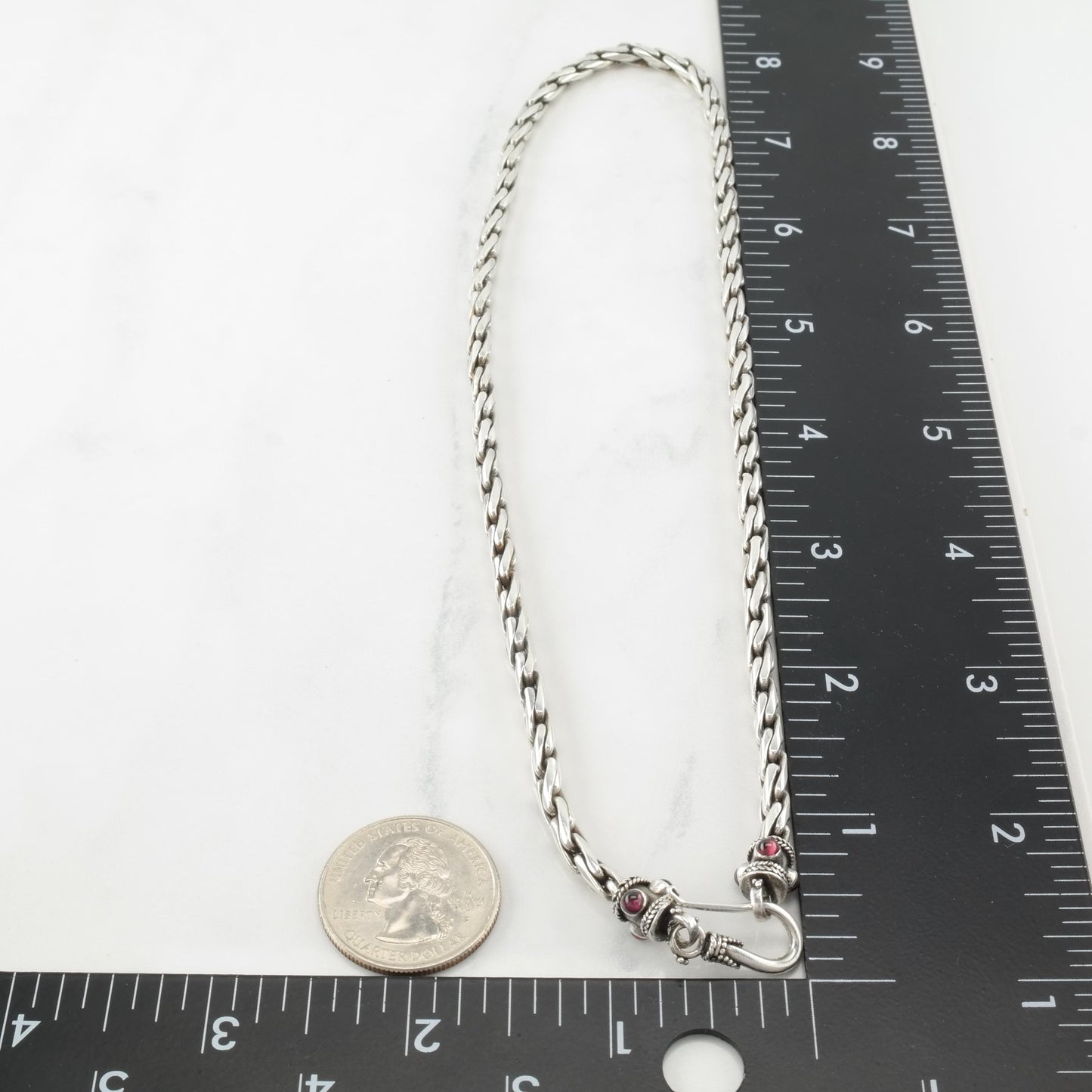 Pink Garnet Sterling Silver 4mm Link Necklace N2400