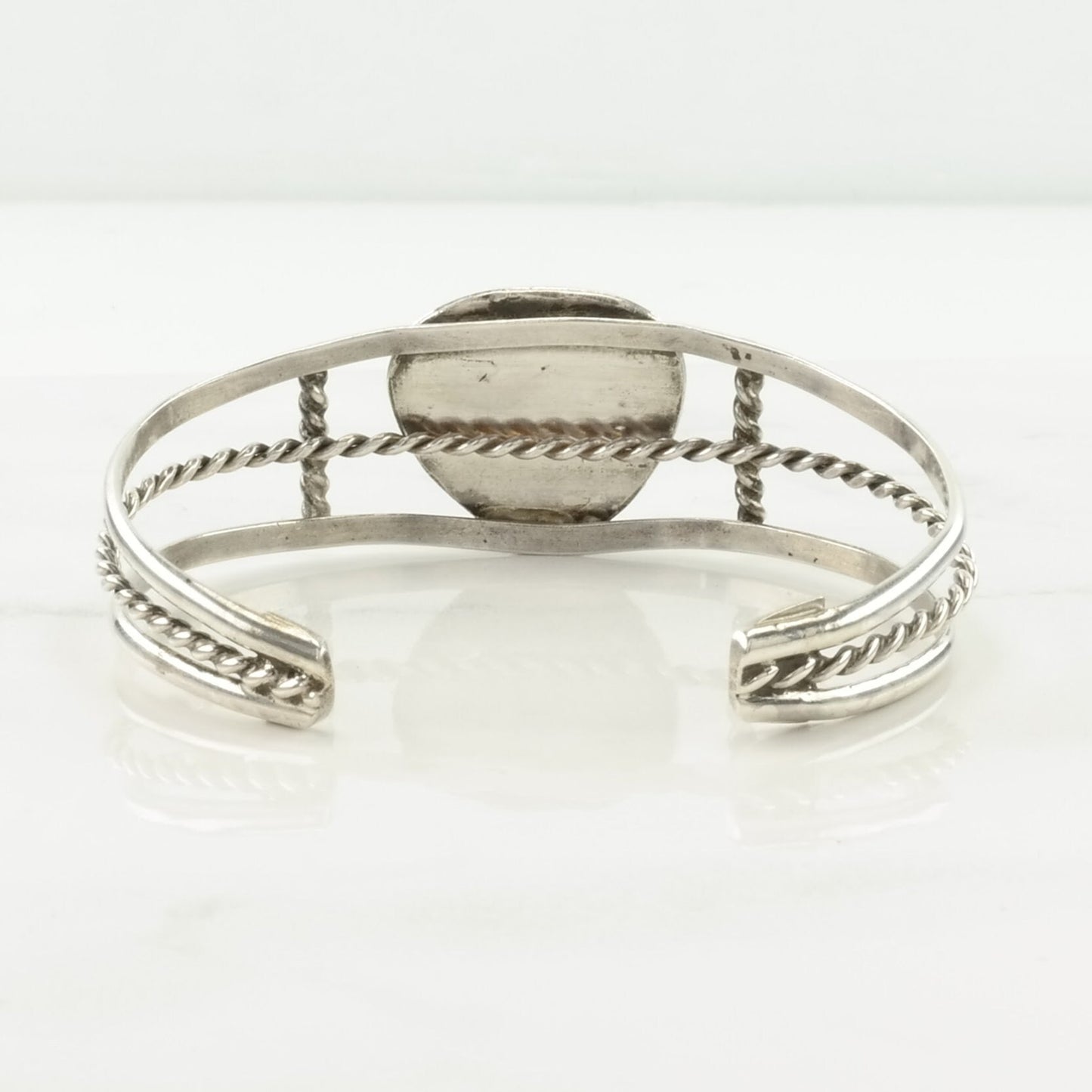 Southwest Sterling Silver Cuff Bracelet Blue Turquoise Rope