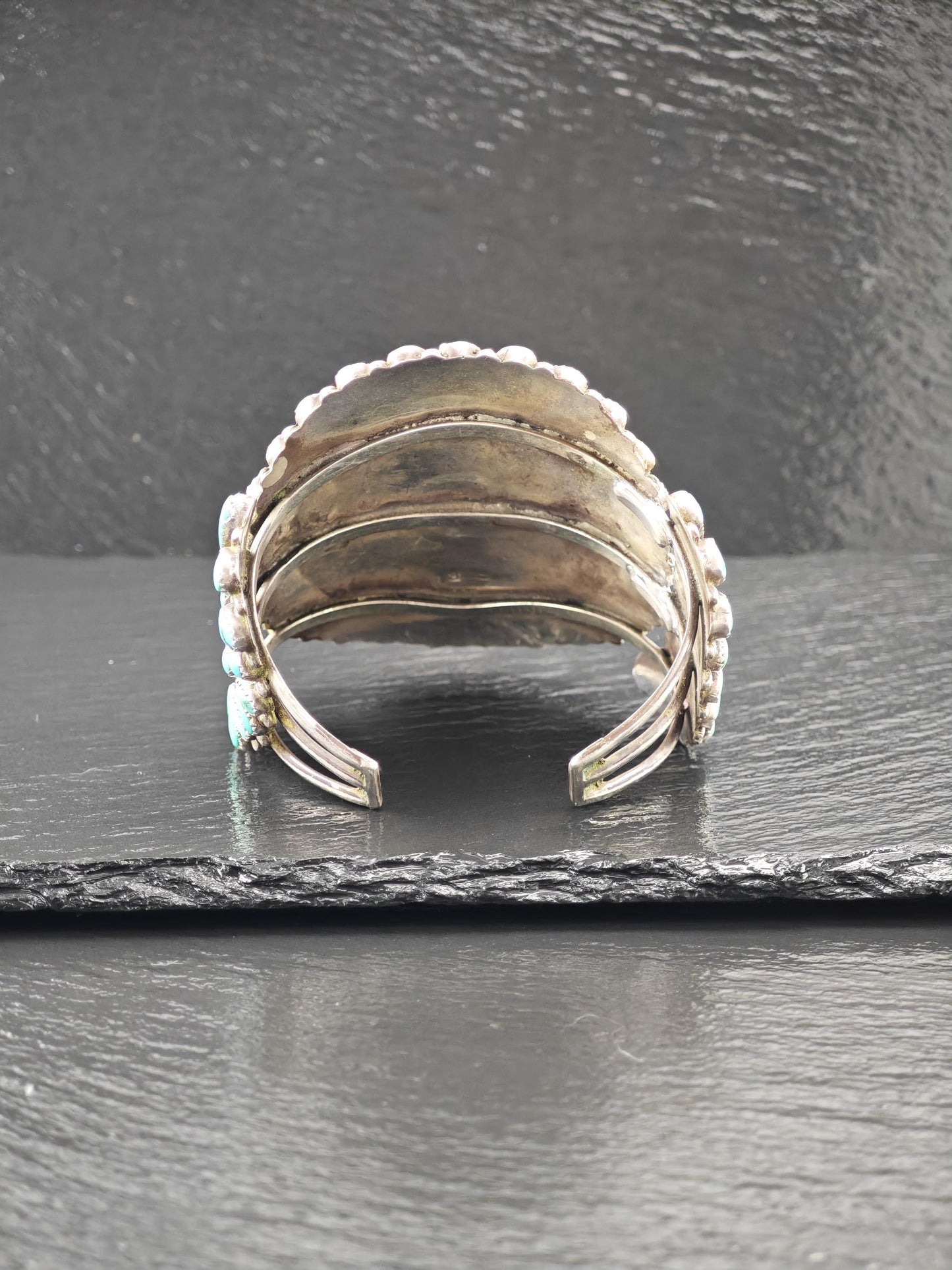 1950's Native American Large Cuff Bracelet Sterling Silver