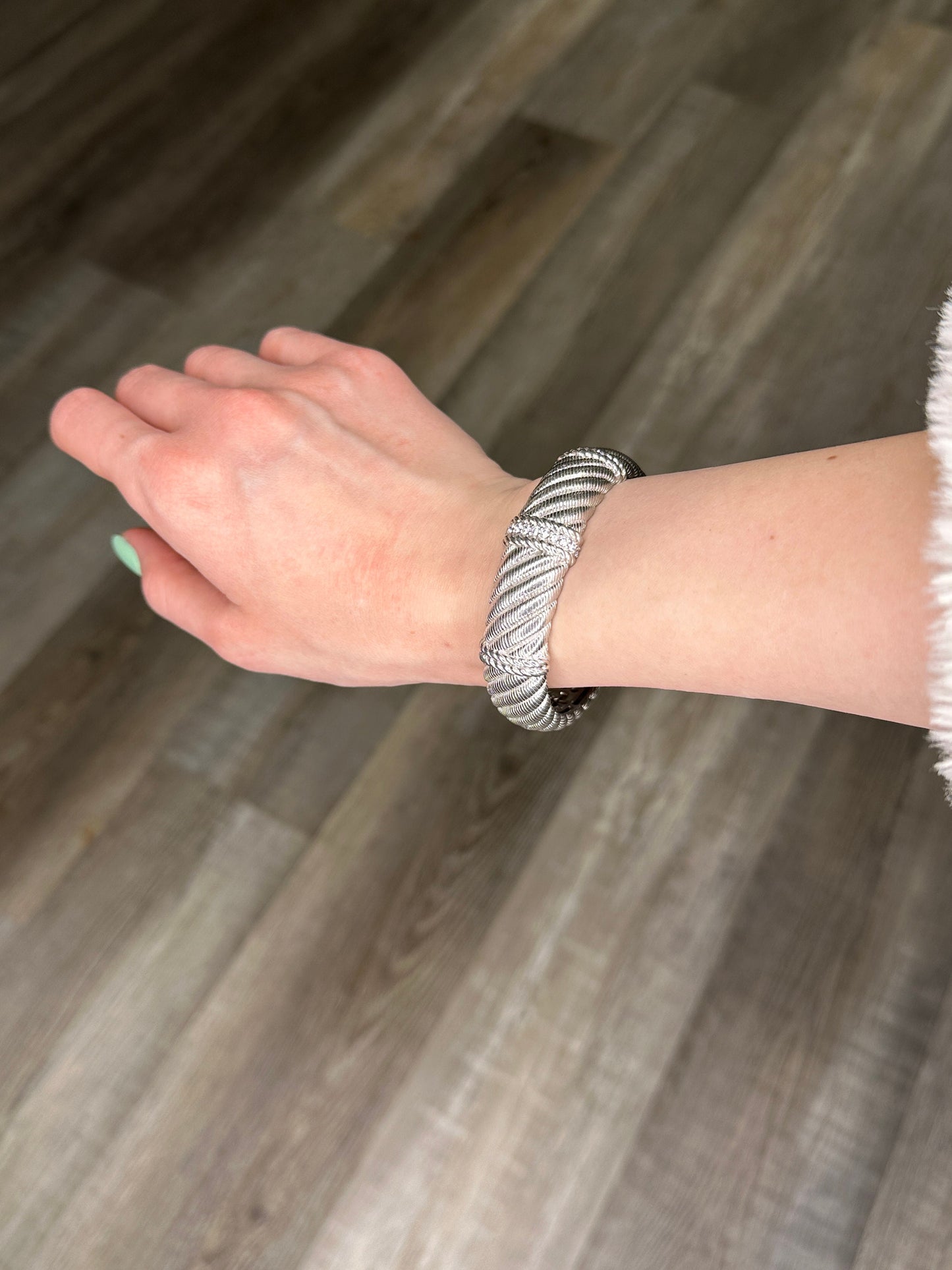 Judith Ripka Sterling Silver DQCZ Cuff Bracelet