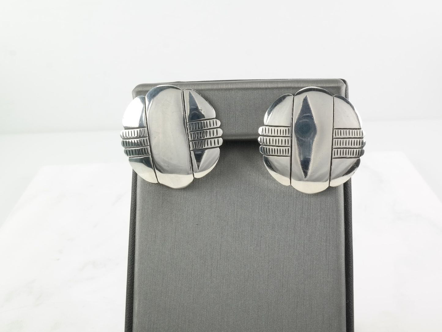 Native American Sterling Silver Shield Earrings Stud