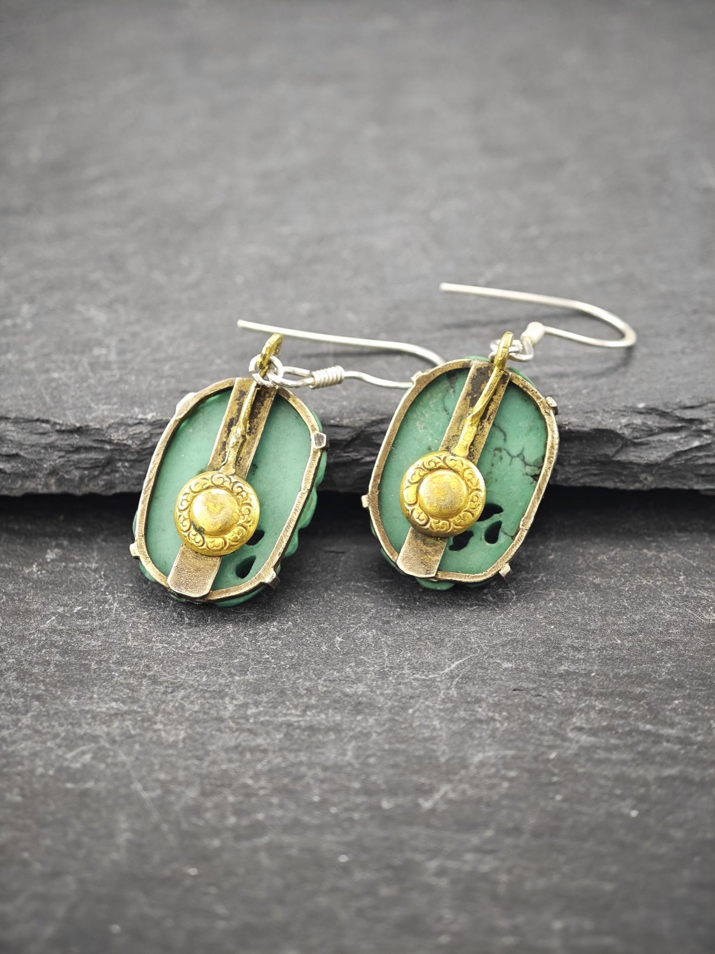 Vintage Chinese Export, Fish Hook Earrings Sterling Silver