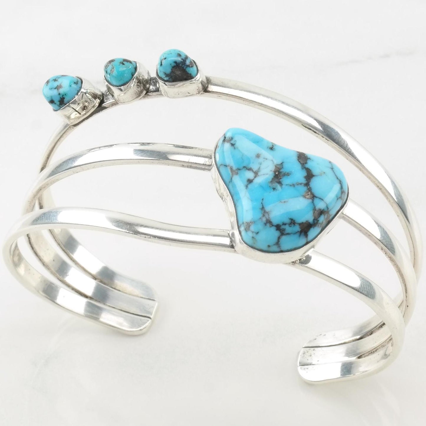 Southwest Kingman Turquoise Cuff Bracelet Sterling Silver Modernist