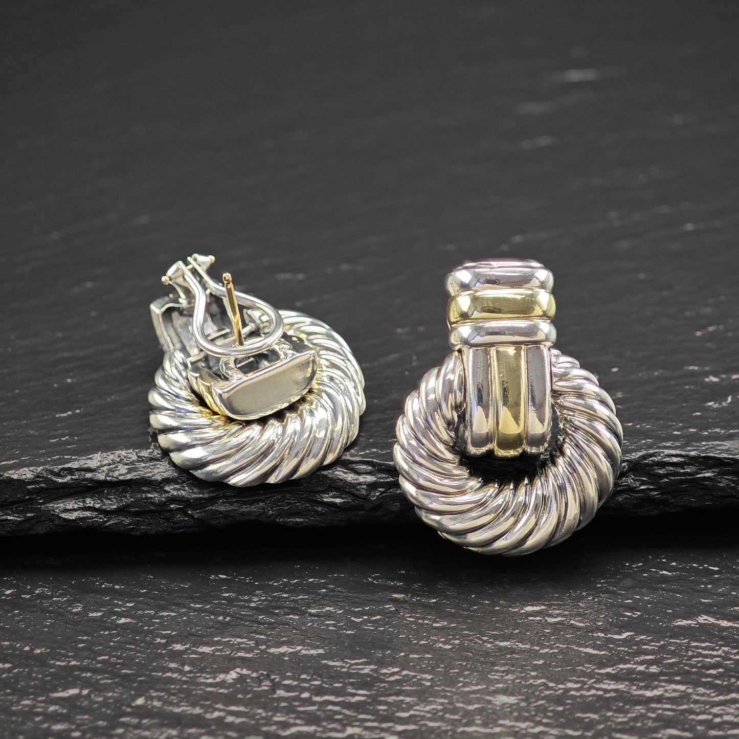 David Yurman Doorknockers, 14k Gold Accent & Post Omega Back/Dangle Earrings Sterling Silver