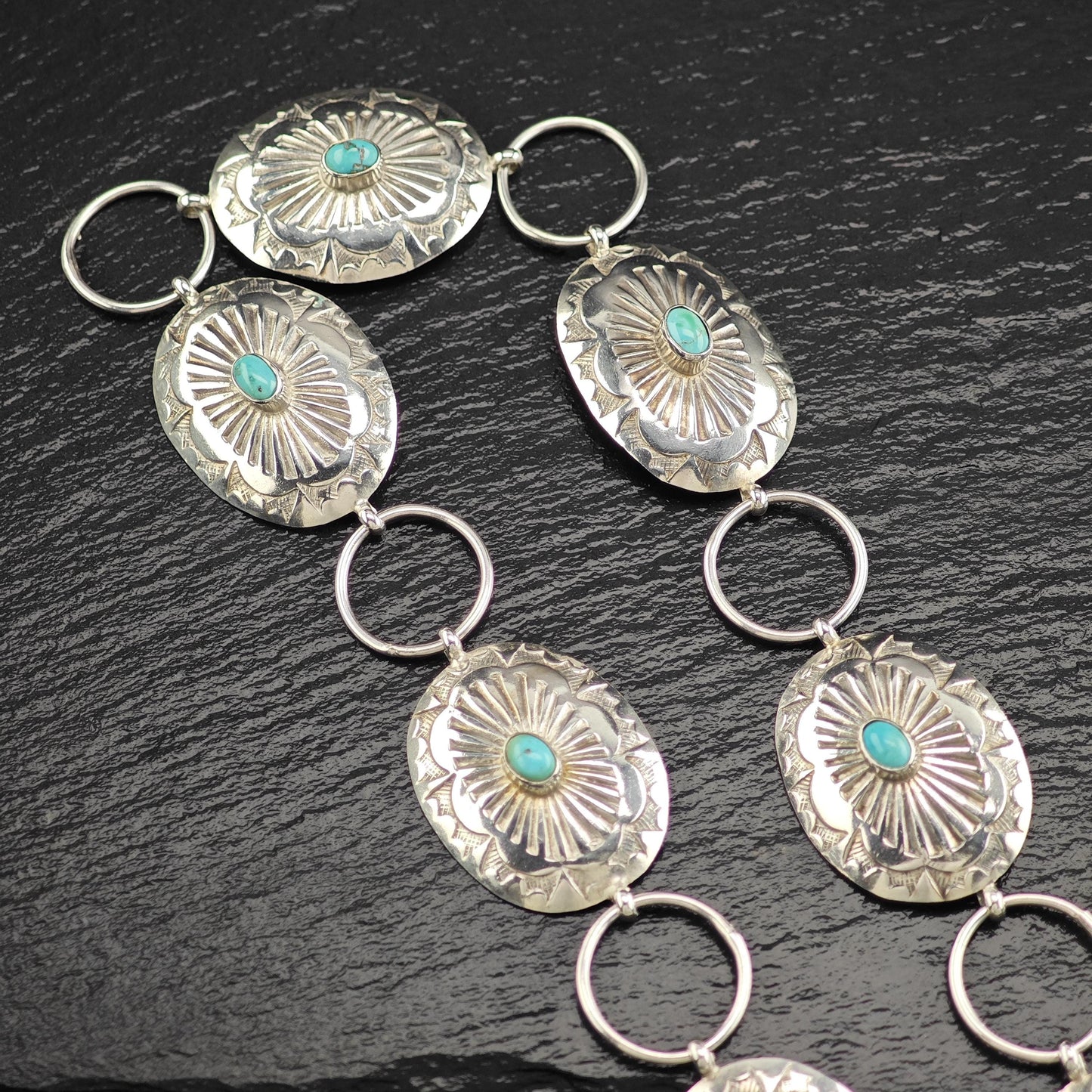 Native American Turquoise Concho Belt Sterling Silver