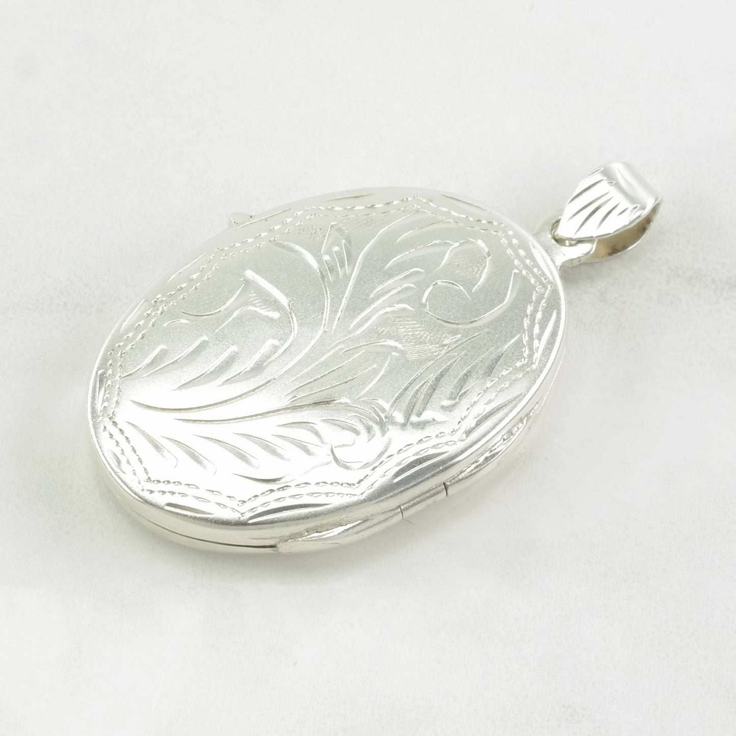 Vintage Engraved Locket Sterling Silver Pendant