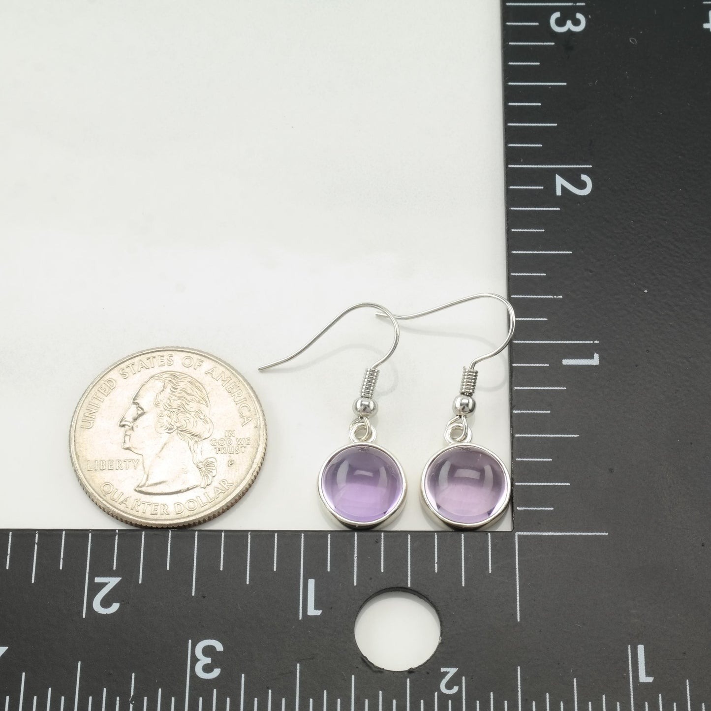Vintage Pandora Purple Amethyst, Modernist Sterling Silver Fish Hook Earrings ER2830