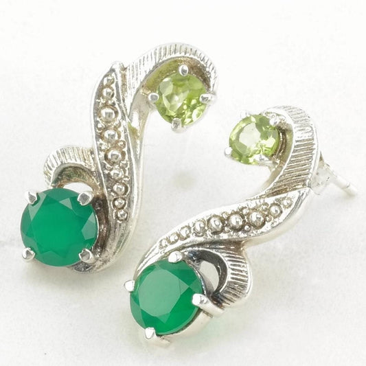 Nicky Butler Sterling Silver Green Chrysoprase Peridot Earrings Stud/Dangle