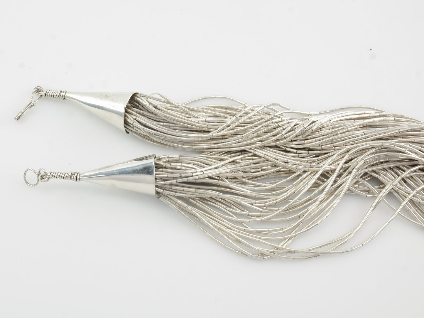 Vintage Native American Sterling Silver Huge Liquid Silver, 50 strand 34" Necklace