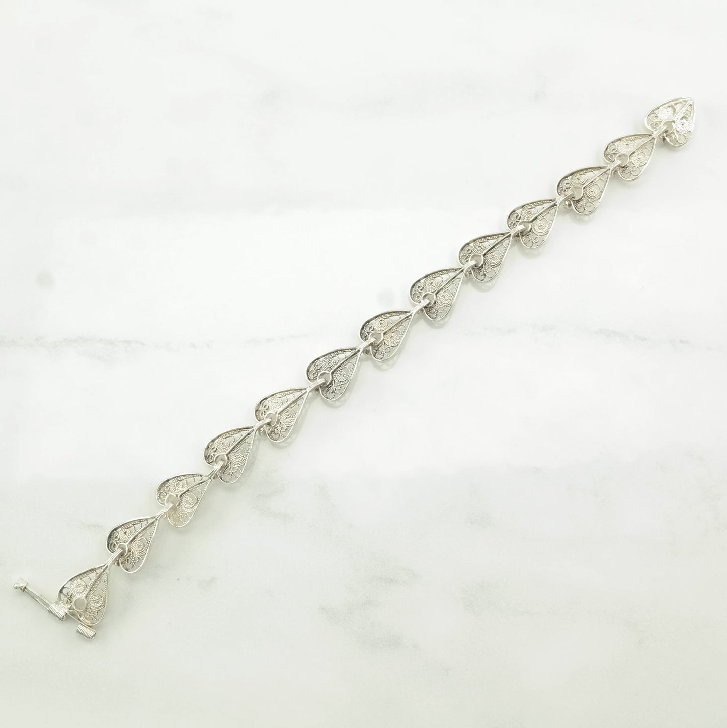 Choice of Vintage Sterling Silver Filigree Link Bracelet Filigree