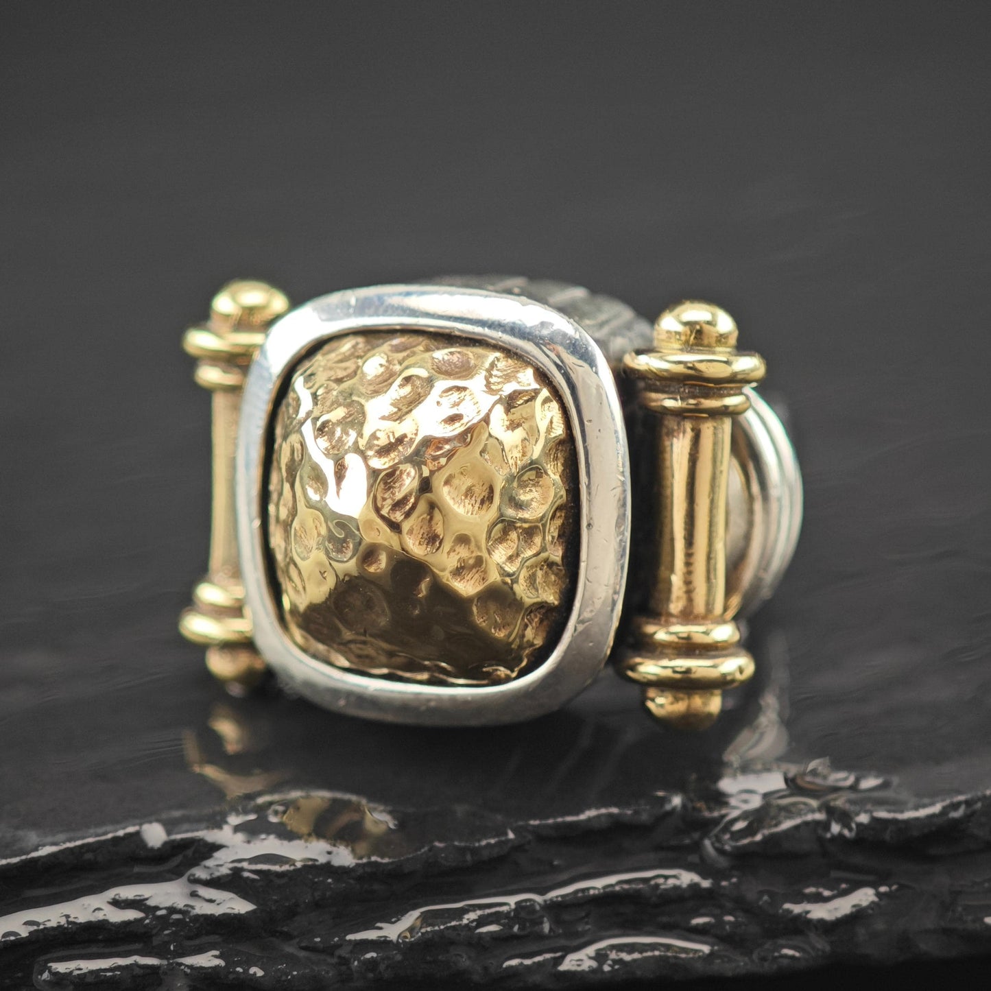 Dian Malouf Dome 14K Gold Accent Ring Sterling Silver