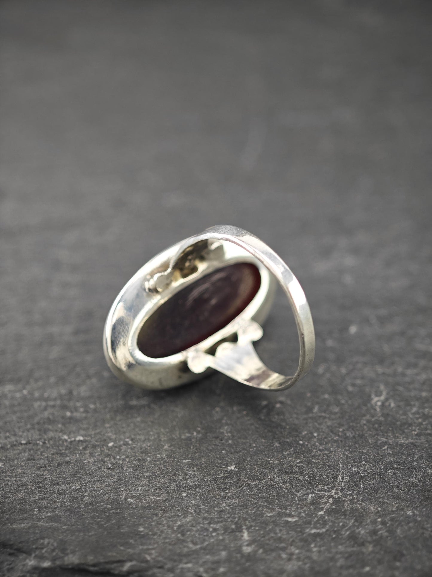Vintage Art Deco Ring Red Paste Sterling Silver