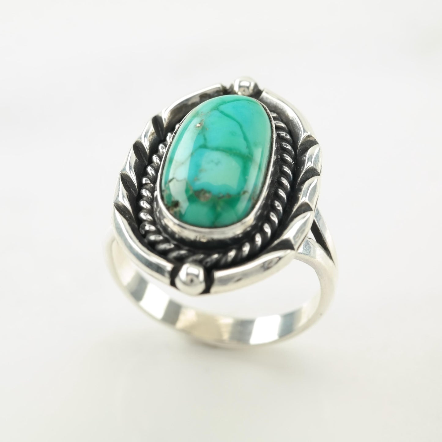 Vintage Southwest Turquoise Sterling Silver Ring Size 9 1/2