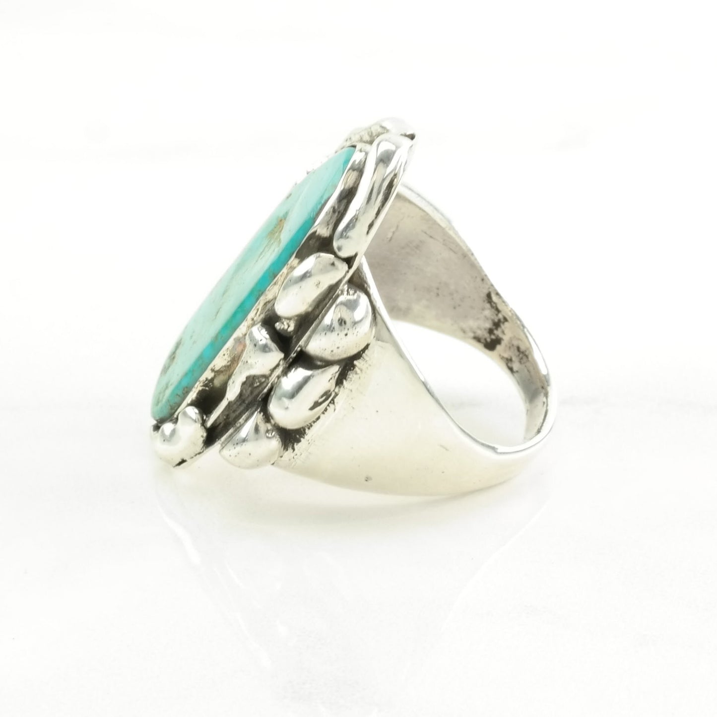 Vintage Southwest Silver Ring Turquoise Large Sterling Blue Size 9