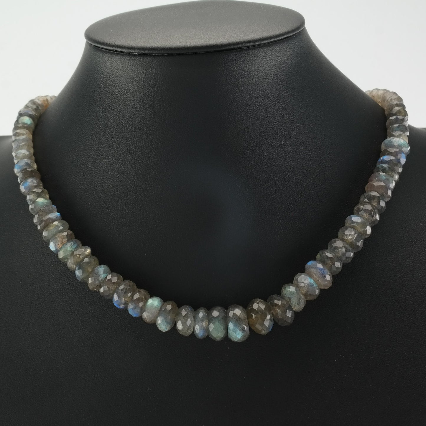 Vintage DTR Sterling Silver Iridescent Labradorite Faceted Necklace