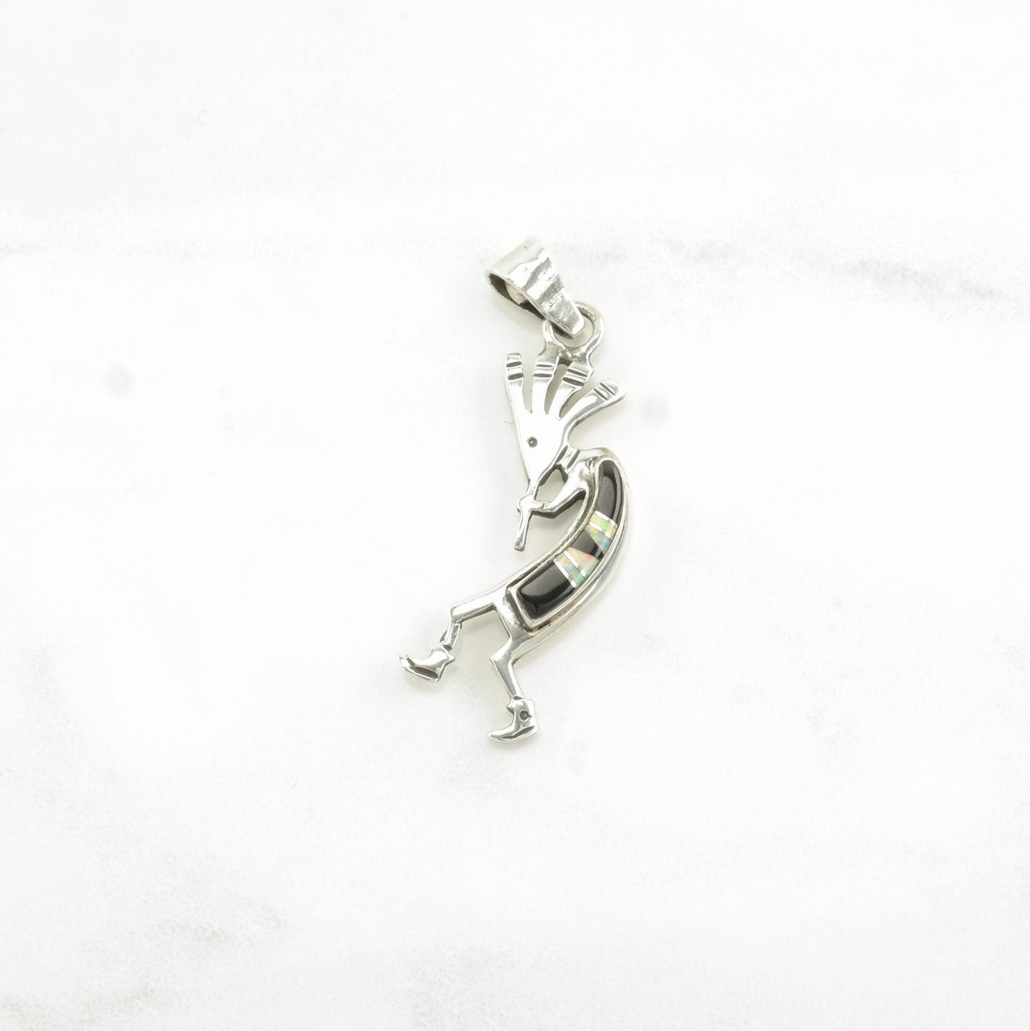 Choice of Vintage Turquoise, Opal, Onyx Kokopelli Sterling Silver Pendants