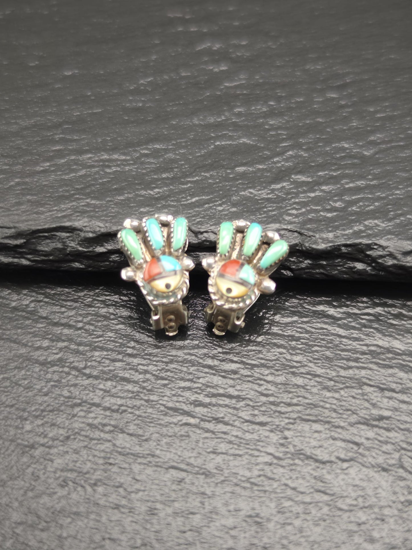 Choice of Native American, Zuni Clip On Earrings Sterling Silver