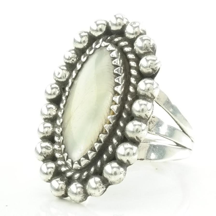Vintage Native American Silver Ring MOP Sterling White Size 6 1/2