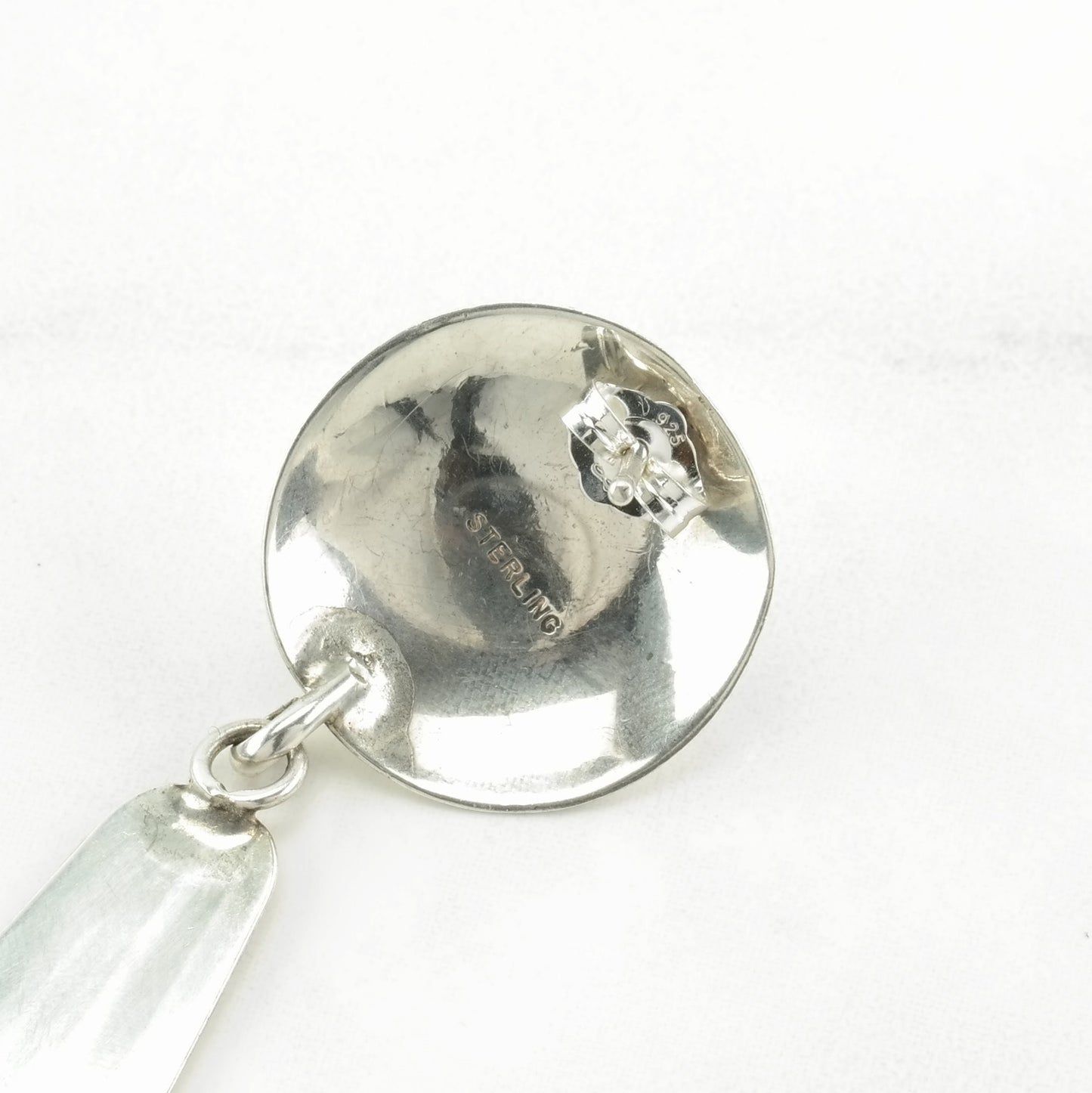 Native American Sterling Silver Blue Turquoise Concho Earrings Stud/dangle