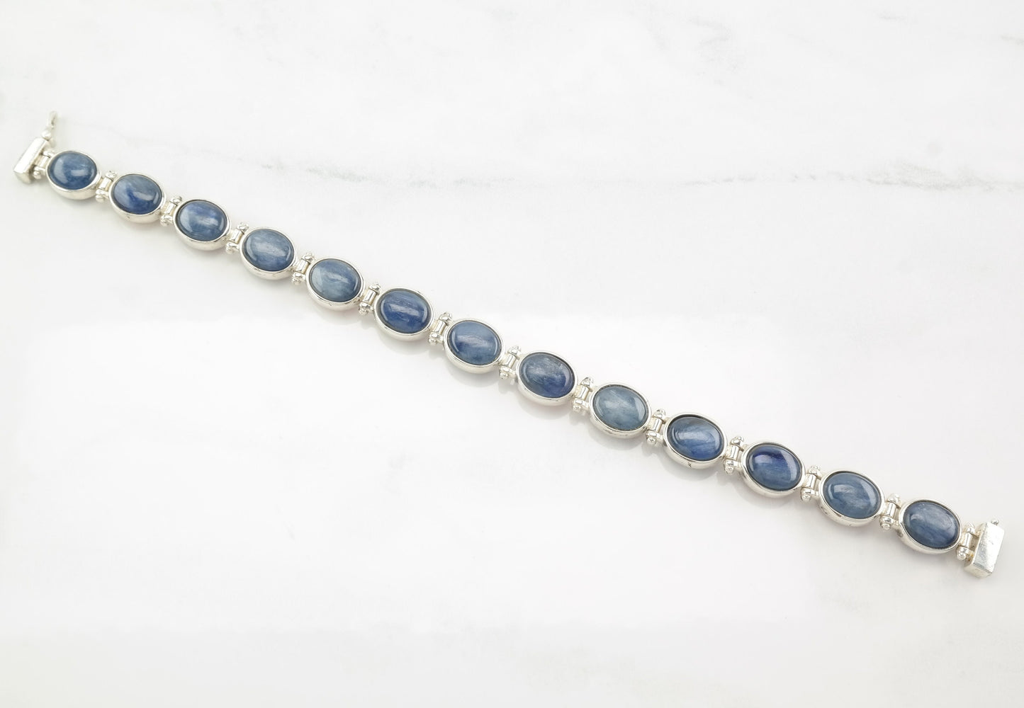 DRT Sterling Silver 6 3/4 Reversible Bracelet, Spiny Oyster, Sapphire, Cabochon