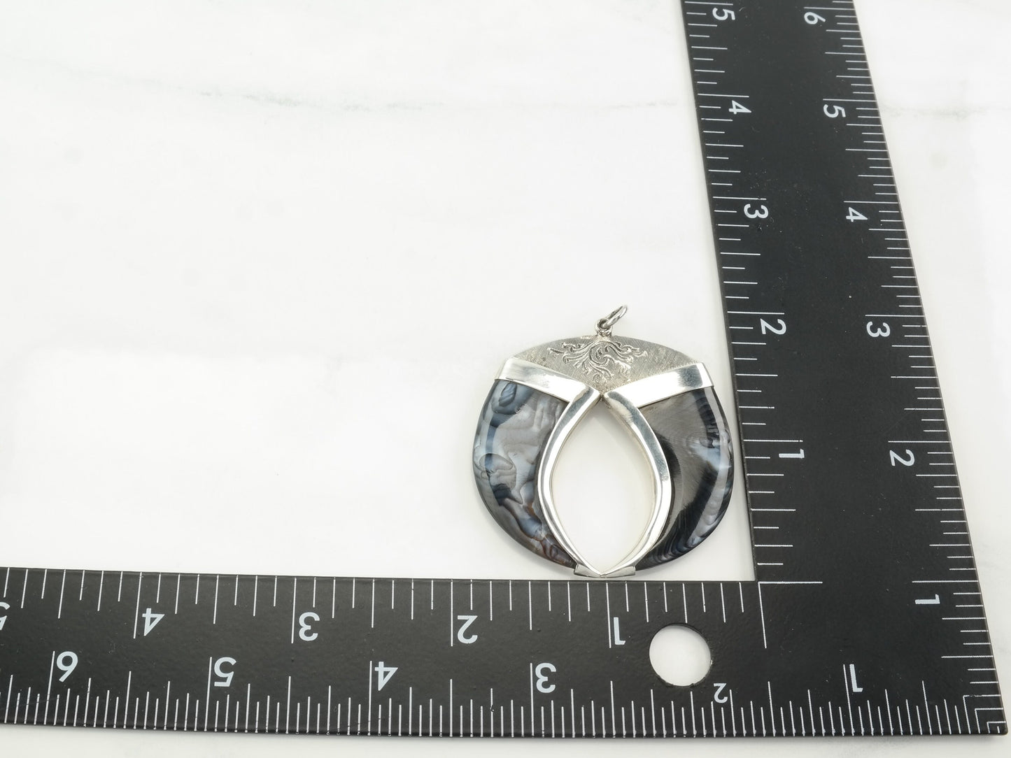 Vintage Abalone Faux Claw Sterling Silver Pendant