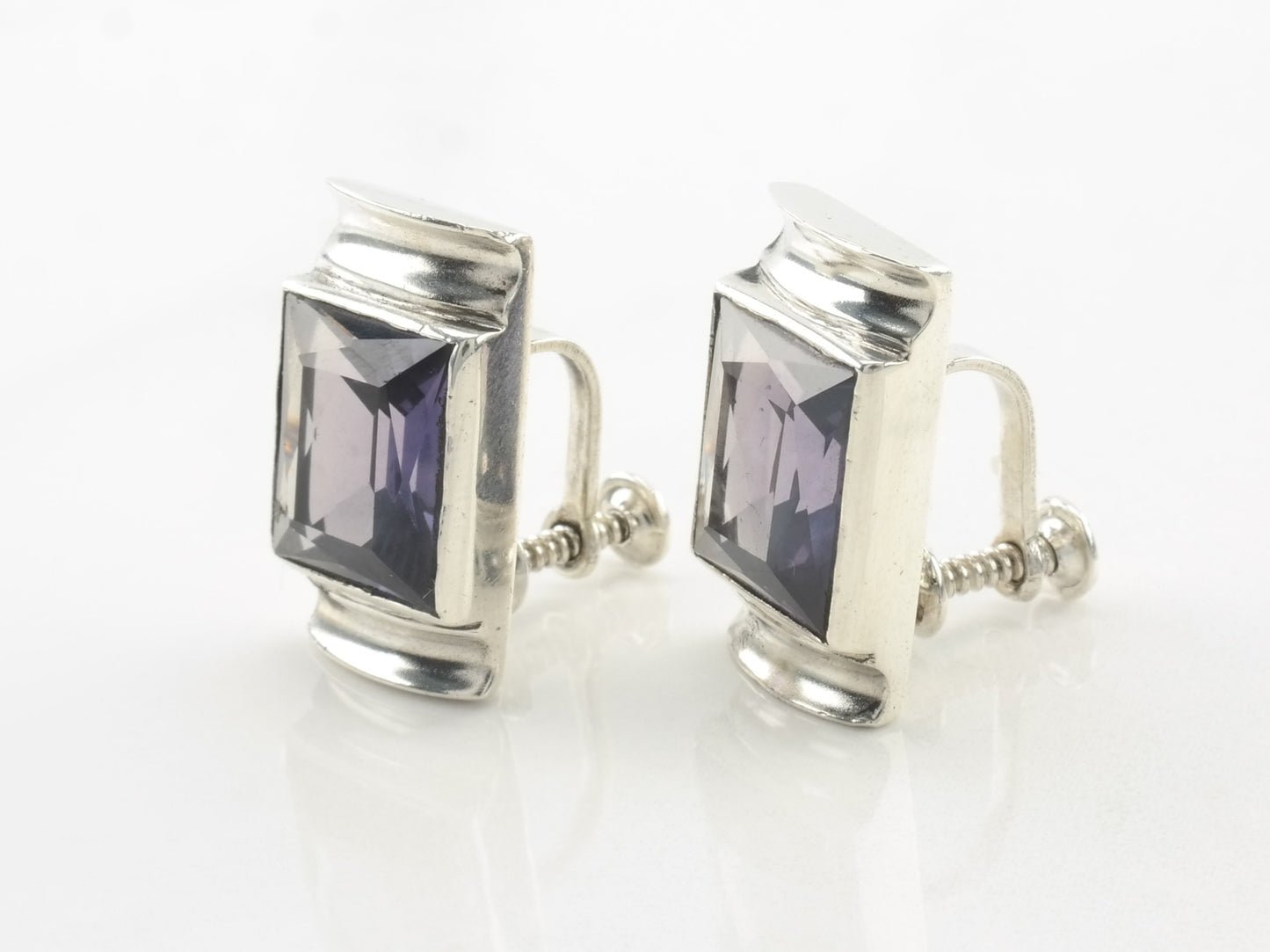 Taxo Sterling Silver Color Change Alexandrite Earrings Screw back