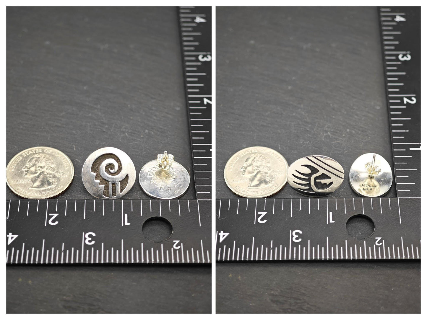 Choice of Native American, Overlay Stud Earrings Sterling Silver