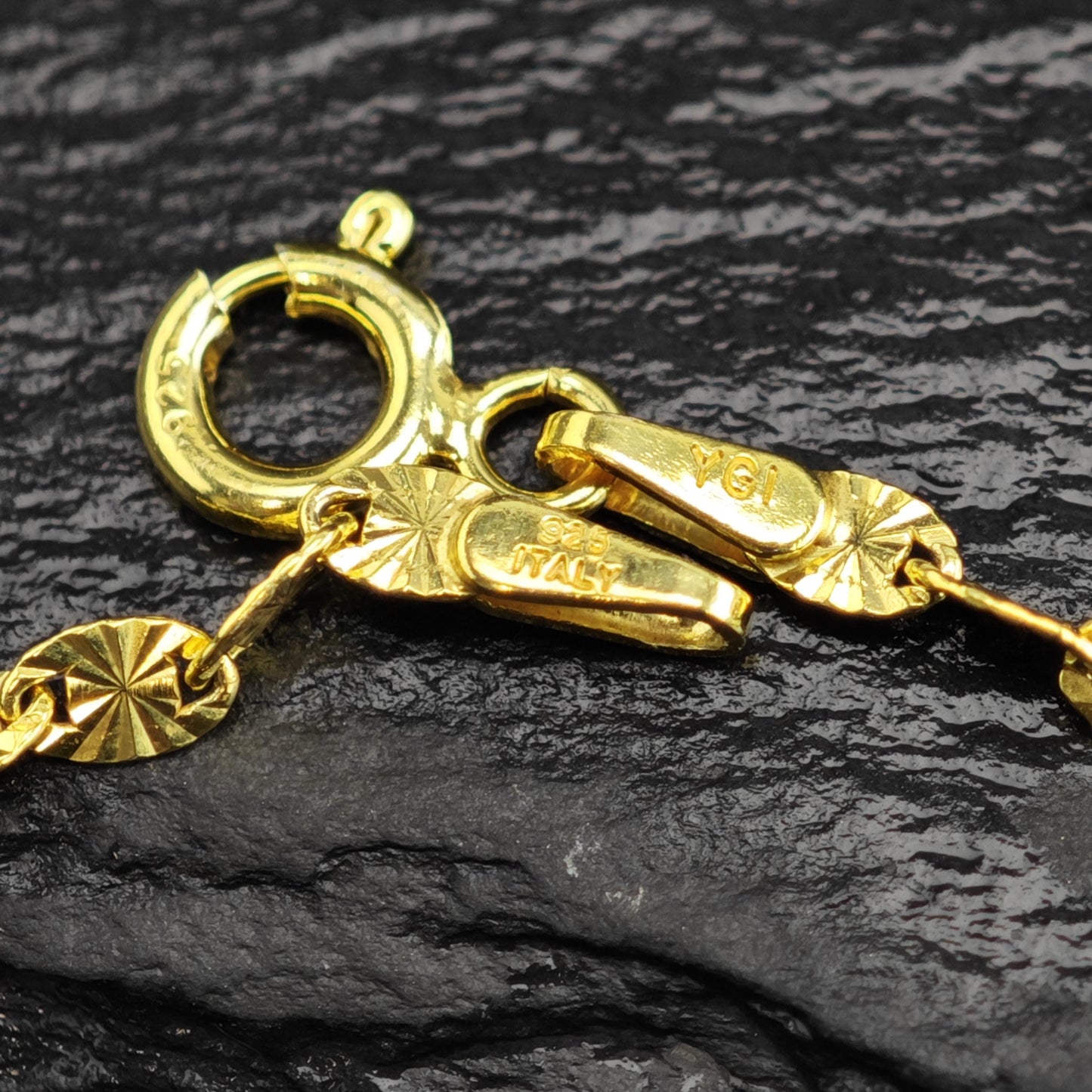 Gold Plated Marina Link Chain Italy Sterling Silver Necklace N2760