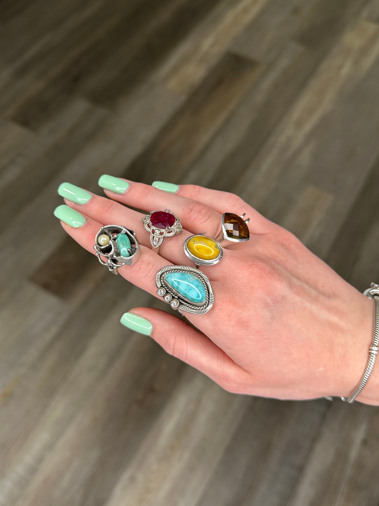 Vintage Sterling Silver Ring Turquoise Size 4 1/2