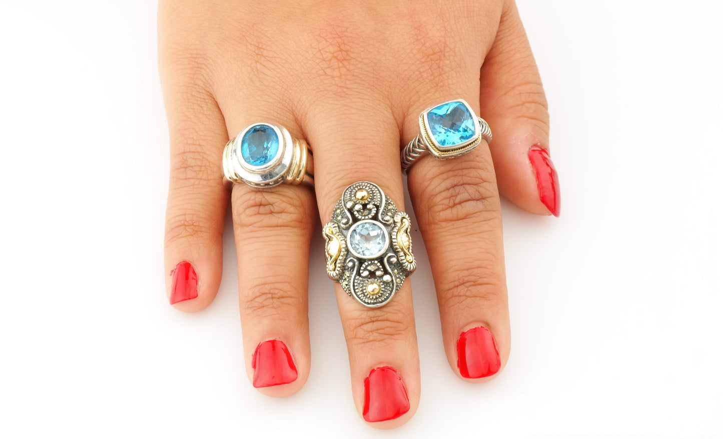 Vintage Designer Sterling Silver Ring Size 6 Blue Topaz