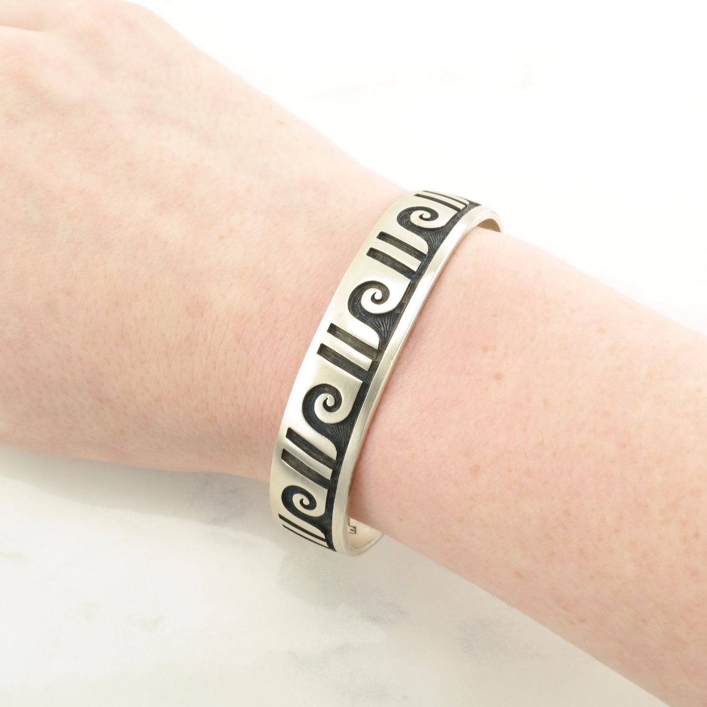 Hopi Sterling Silver Cuff Bracelet | Emery Holmes | Vintage Native American Jewelry | Overlay Design | 1980s