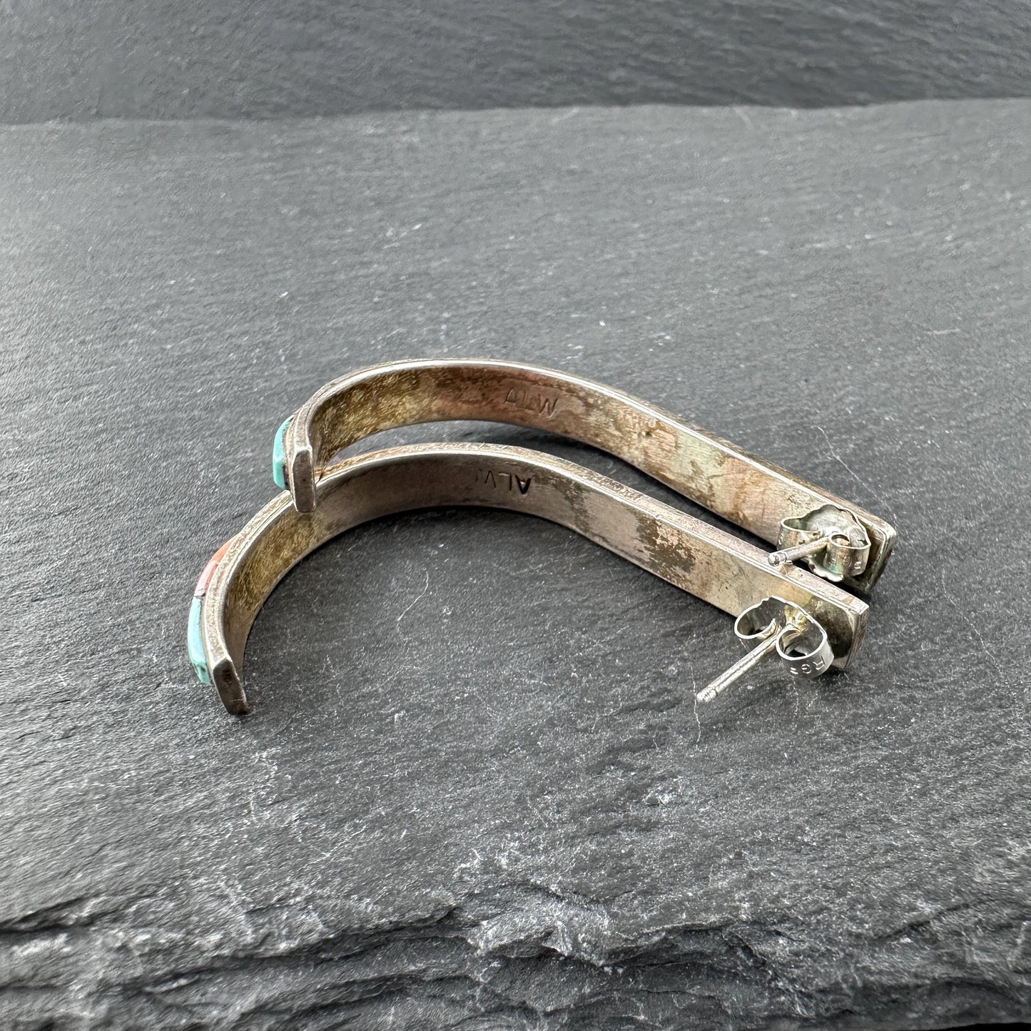 Native American, Hook Stud Earrings Sterling Silver