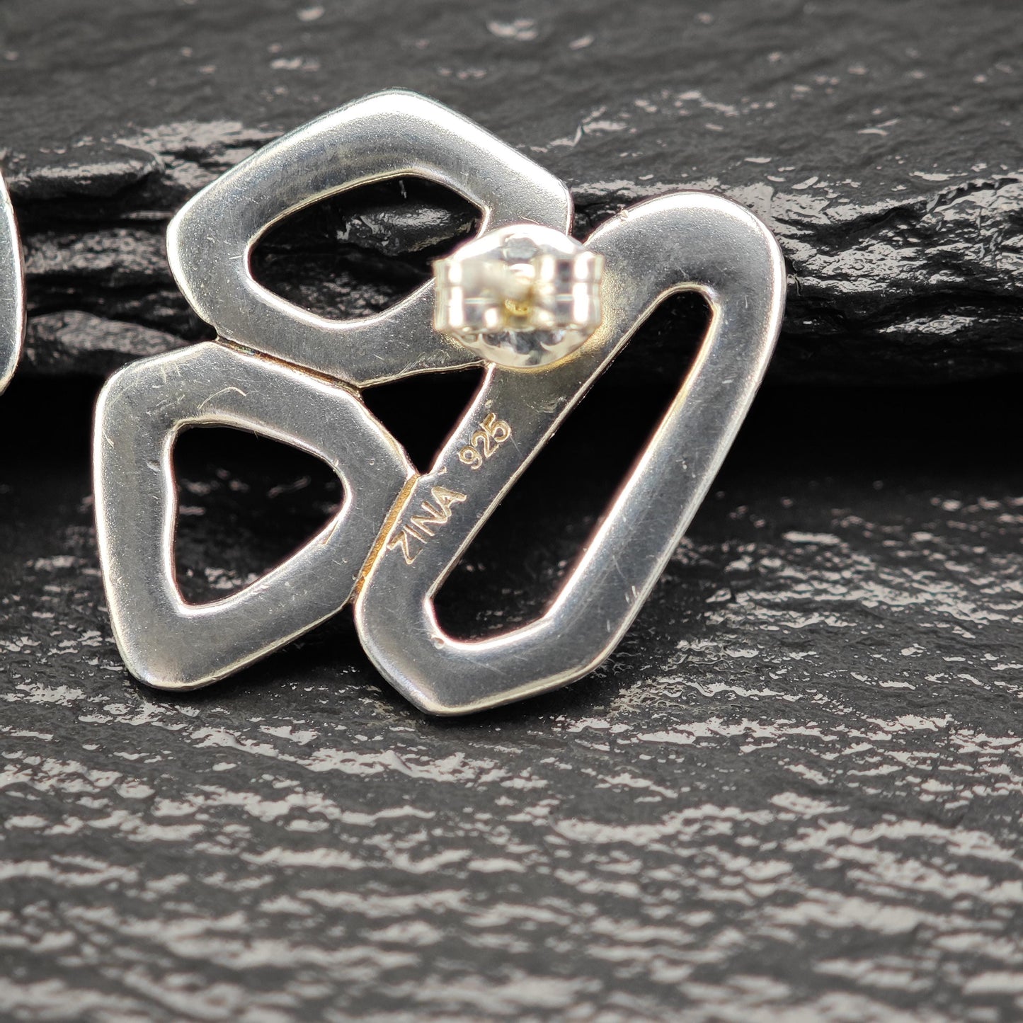 Vintage Zina Modernist, Abstract Stud Earrings Sterling Silver