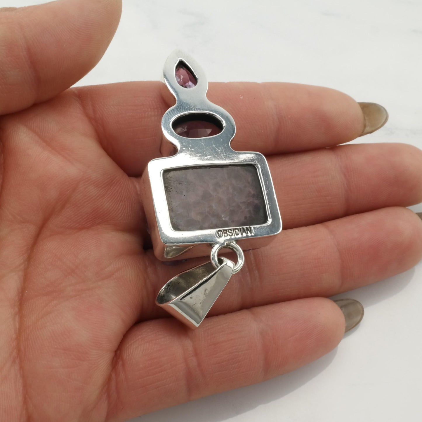 Vintage Amethyst Druzy Pendant Sterling Silver