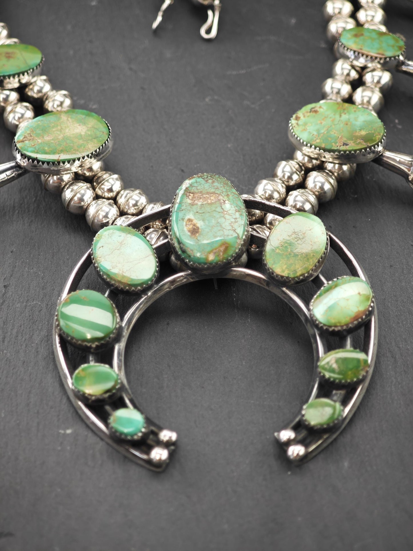 Vintage Southwest Sterling Silver, Pilot Mountain Squash Blossom Necklace