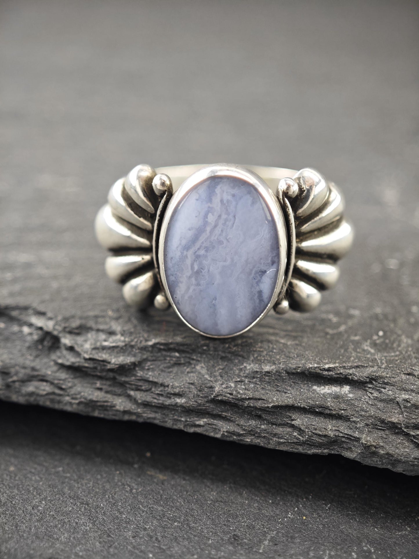 Vintage Carolyn Pollack, Agate Ring Sterling Silver