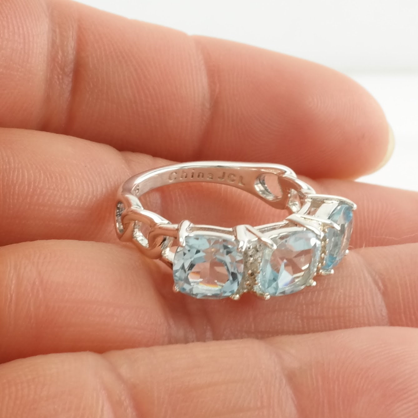 Vintage Sterling Silver Ring Topaz Blue Size 5