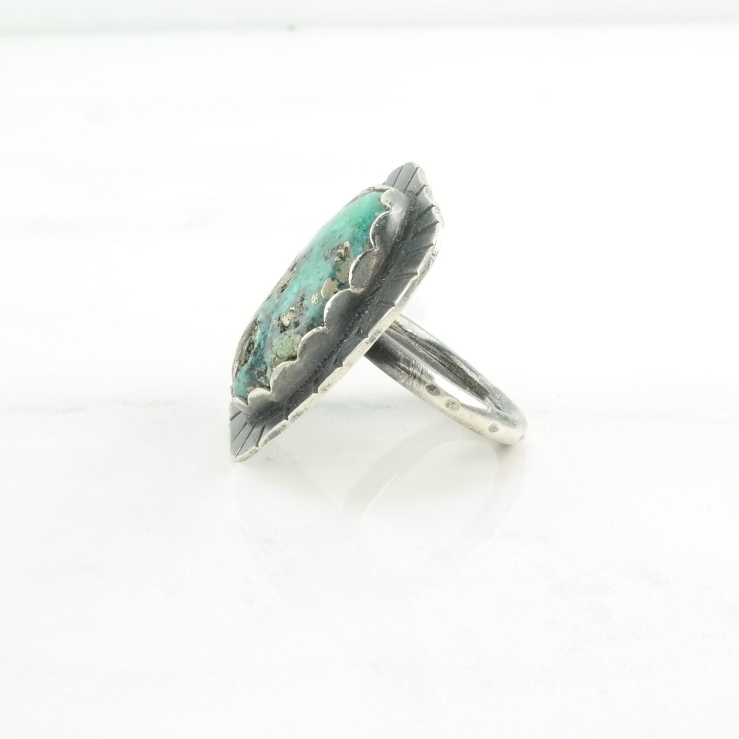 Vintage Southwest Silver Ring Turquoise Large Sterling Blue Size 5 1/2
